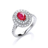 18ct White Gold 0.60ct Diamond, 0.90ct 7x5mm Oval Ruby Ring TGC-DR0864