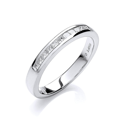 18ct White Gold 0.25ctw Princess cut G/H-Si Diamond Half Eternity Ring TGC-DR0866