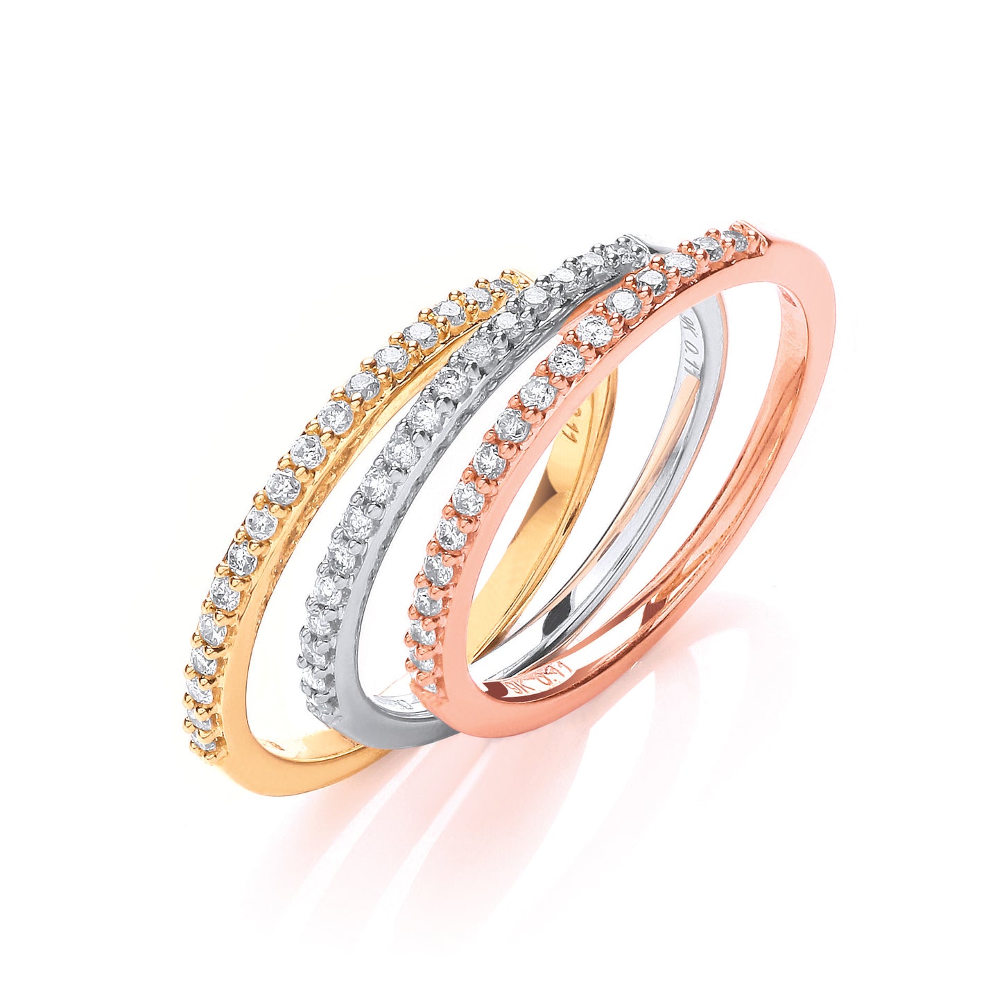 9ct W,Y and R/G 0.33ct Diamond Half Eternity Ring Set TGC-DR0867