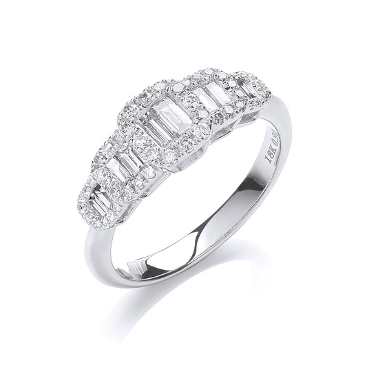 18ct White Gold 0.72ct G-VS Dress Ring TGC-DR0876