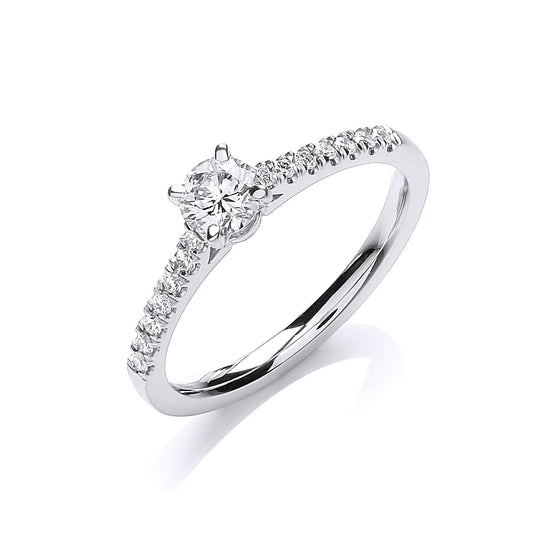 18ct White Gold 0.45ctw Certificated Solitaire Ring TGC-DR0886