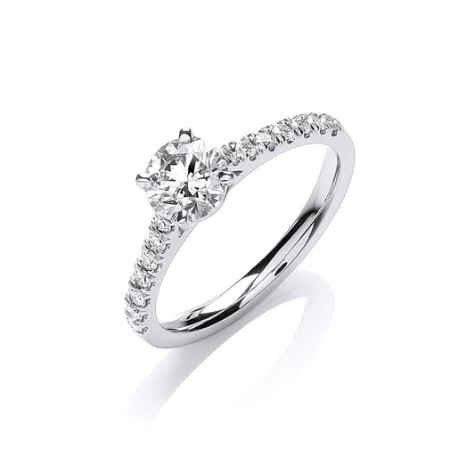 18ct White Gold 0.90ctw Certificated Engagement Ring TGC-DR0894