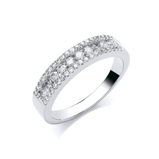 18ct White  Gold 0.50ct GH-SI Diamond Half Eternity Ring TGC-DR0913