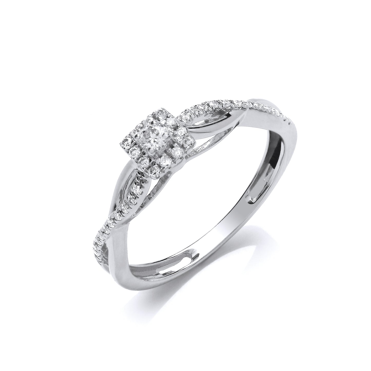 9ct White Gold 0.20ct Diamond Solltaire Style Ring TGC-DR0914