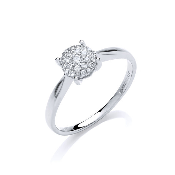 9ct White Gold Pave Solitaire Ring TGC-DR0923