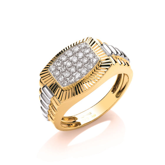 9ct Yellow White Gold 0.50ct Diamond Rolex Style Ring TGC-DR0924