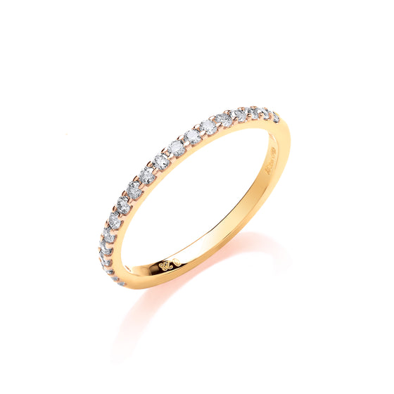 9ct Yellow Gold 0.27ct 50% Set Diamond Half ET Ring TGC-DR0928
