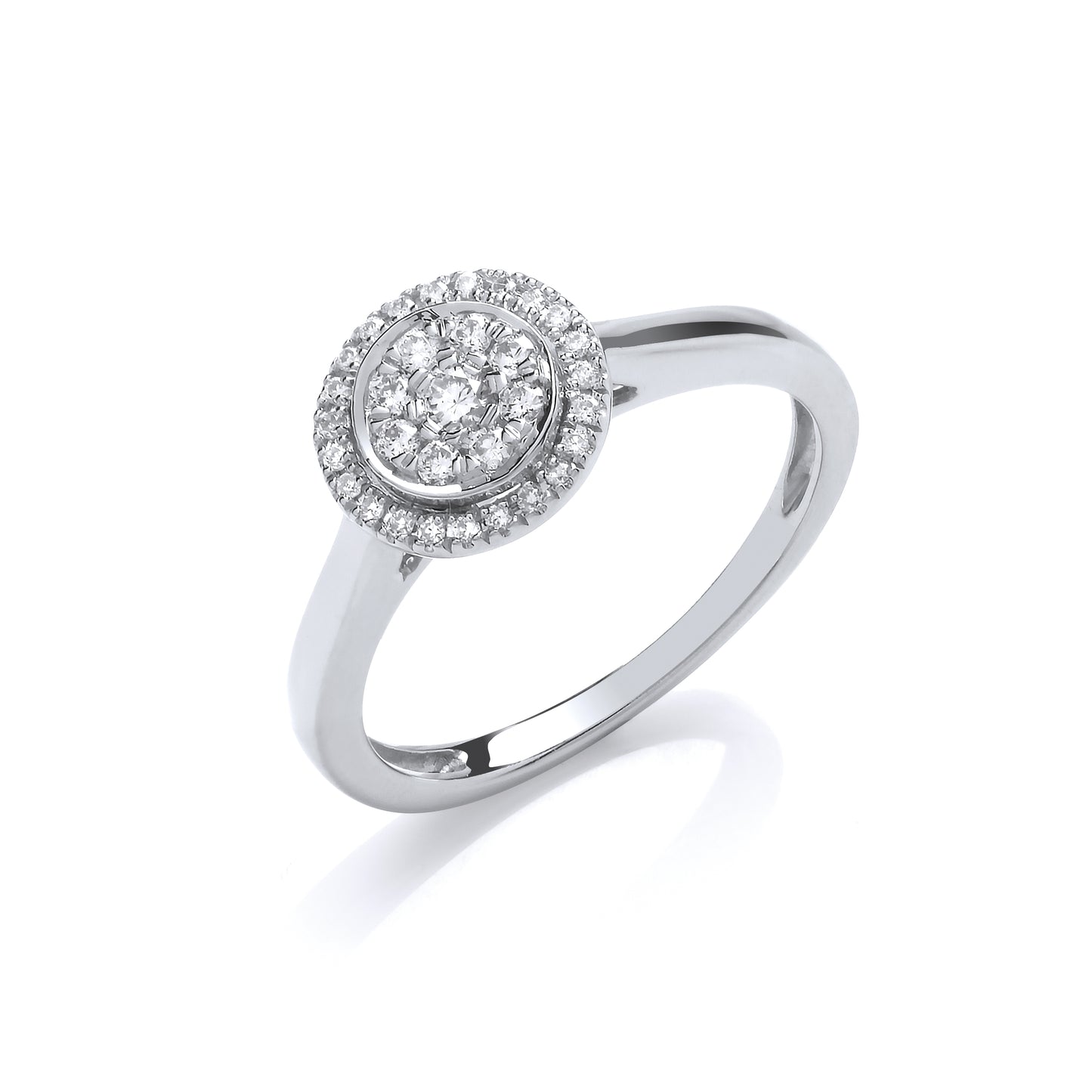 9ct White Gold Round Pave 0.25ct  Diamond Ring TGC-DR0930