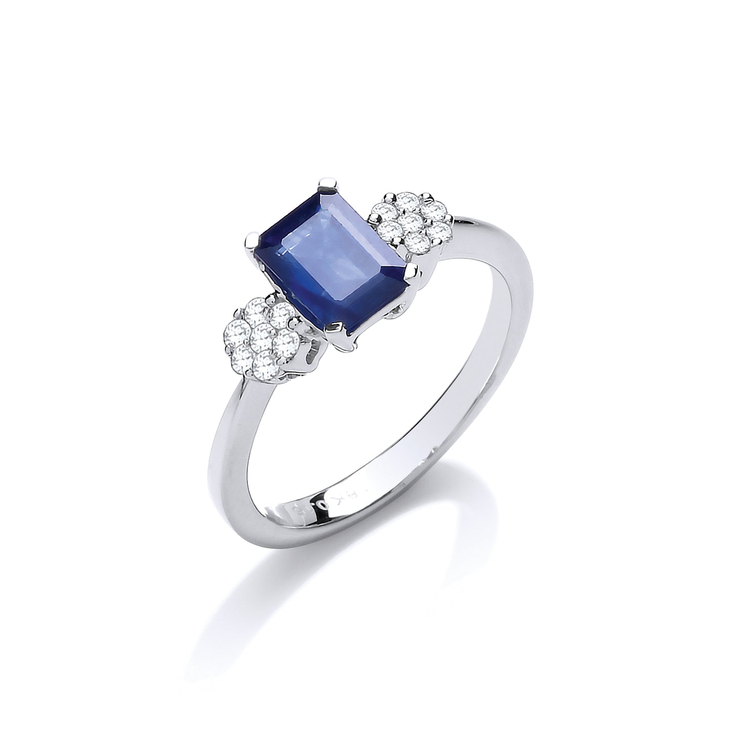 18ct White Gold 0.15ct Diamond & 1.50ct Sapphire Ring TGC-DR0940