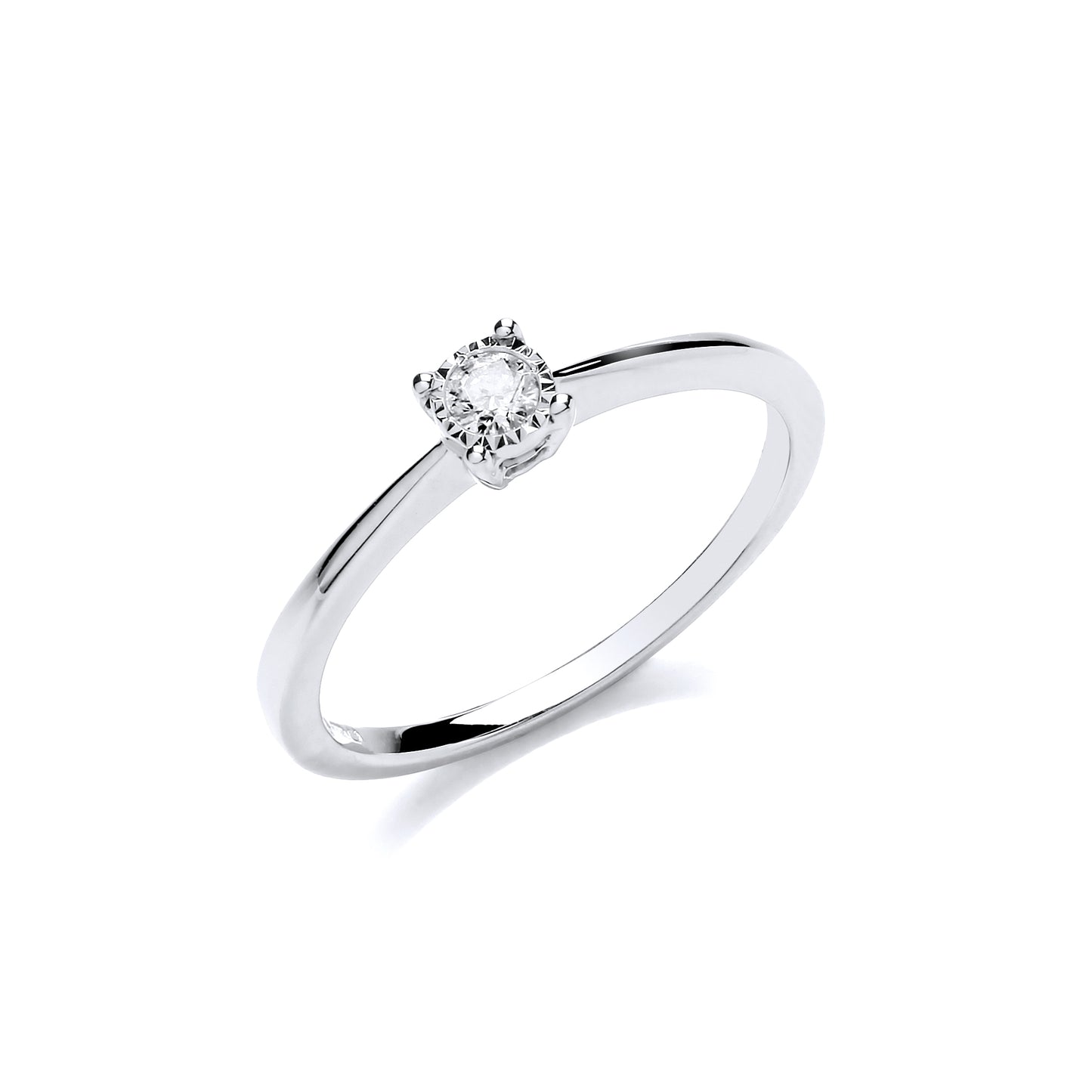 9ct White Gold 0.10ct Solitaire Ring TGC-DR0949