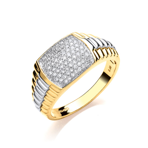 9ct Yellow Gold 0.50ct Gents Diamond Ring TGC-DR0961