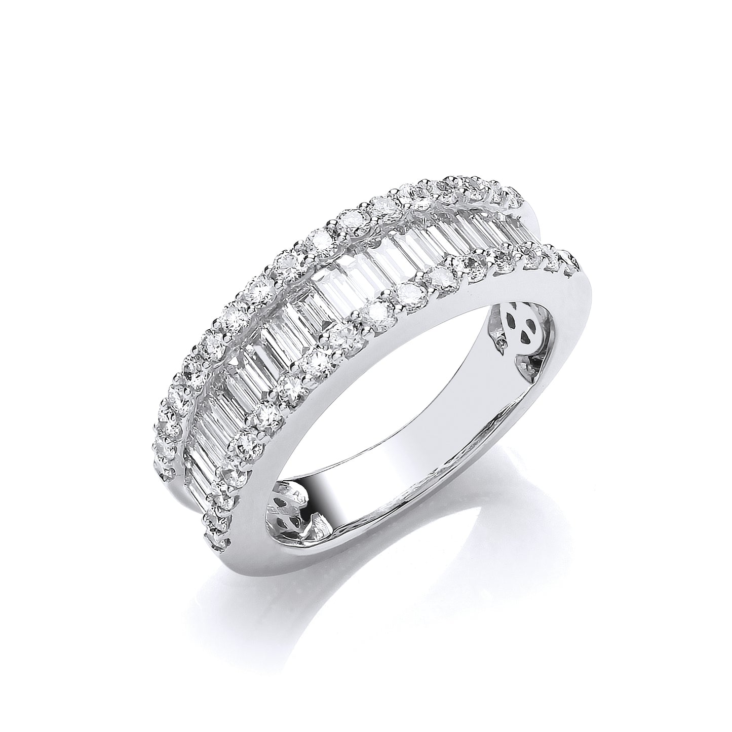 18ct White Gold 1.50ct Baguette & Brilliant Diamond Ring TGC-DR0965