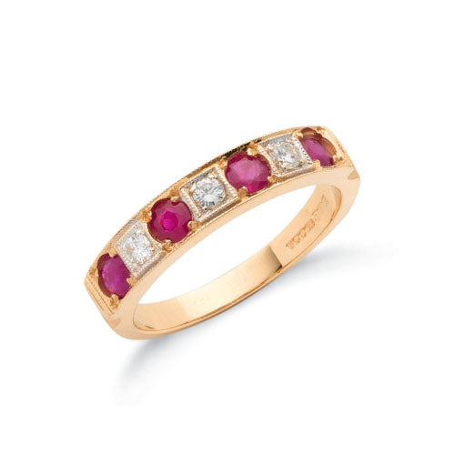 18ct Yellow Gold Diamond & Ruby Eternity Ring TGC-DR0197