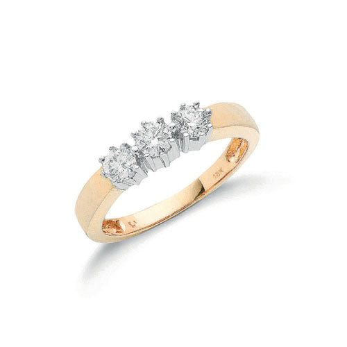 18ct Yellow Gold 0.50ctw Diamond Trilogy Ring TGC-DR0230