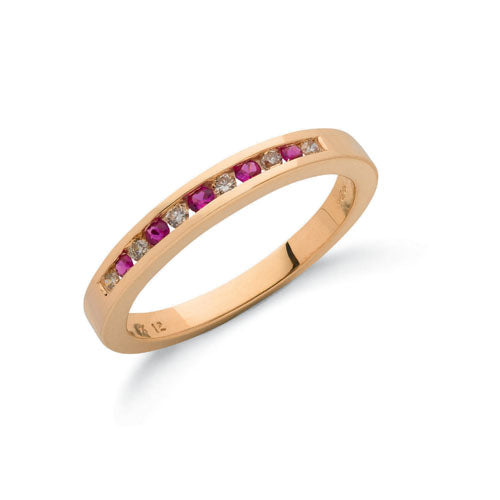 9ct Yellow Gold Diamond & Ruby Eternity Ring TGC-DR0025