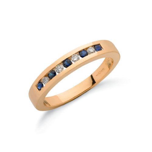 9ct Yellow Gold Diamond & Blue Sapphire Eternity Ring TGC-DR0026