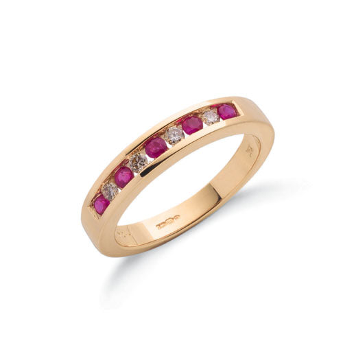 9ct Yellow Gold Diamond & Ruby Eternity Ring TGC-DR0027