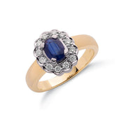 9ct Yellow Gold Diamond & Sapphire Cluster Ring TGC-DR0288