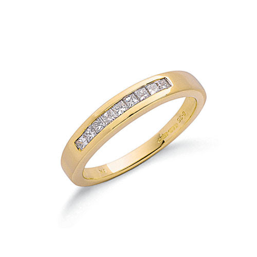 9ct Yellow Gold 0.25ct Princess Cut Diamond Eternity Ring TGC-DR0292