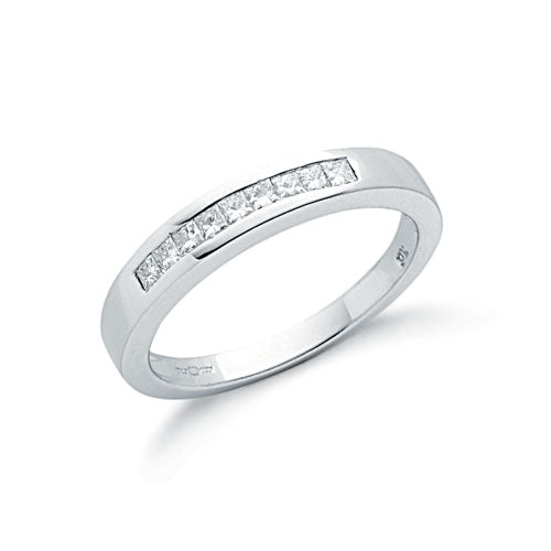 9ct White Gold 0.25ct Princess Cut Diamond Eternity Ring TGC-DR0302