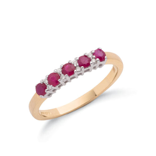 9ct Yellow Gold Diamond & Ruby Eternity Ring TGC-DR0033