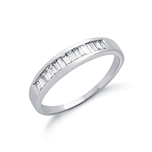 9ct White Gold 0.50ct Baguette Cut Diamond Eternity Ring TGC-DR0370