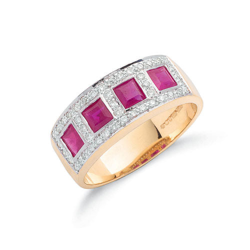 9ct Yellow Gold Diamond & Ruby Eternity Ring TGC-DR0379