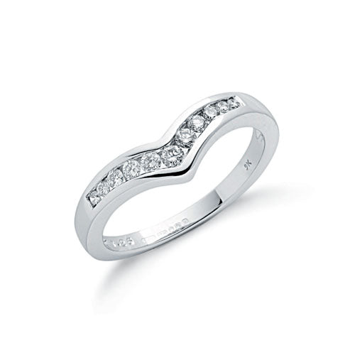 9ct White Gold 0.25ct Diamond Wishbone Ring TGC-DR0384