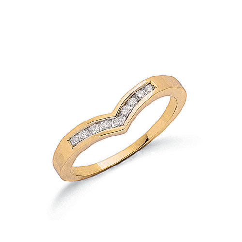 9ct Yellow Gold 0.15ct Diamond Wishbone Ring TGC-DR0038