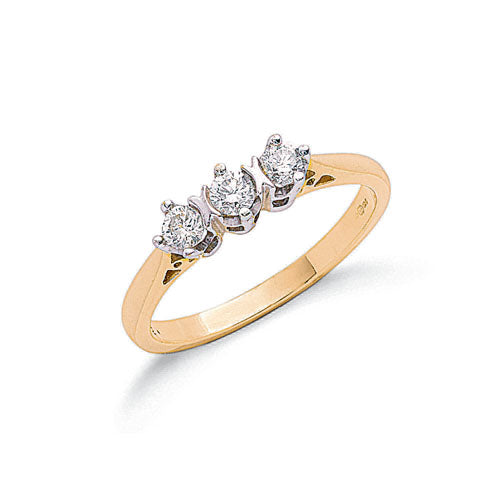 9ct Yellow Gold 0.33ct Diamond Trilogy Ring TGC-DR0040