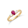 9ct Yellow Gold Baguette Cut Diamond & Ruby Ring TGC-DR0425