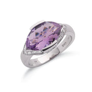 9ct White Gold Diamond & Amethyst Ring TGC-DR0426