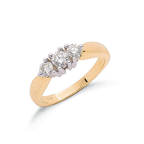 9ct Yellow Gold 0.50ct Diamond Trilogy Ring TGC-DR0042