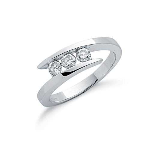 9ct White Gold 0.50ct Diamond Trilogy Ring TGC-DR0437