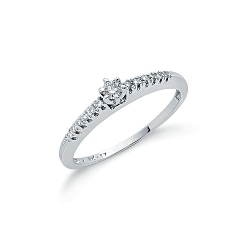 9ct White Gold 0.17ct Diamond Engagement Ring TGC-DR0438