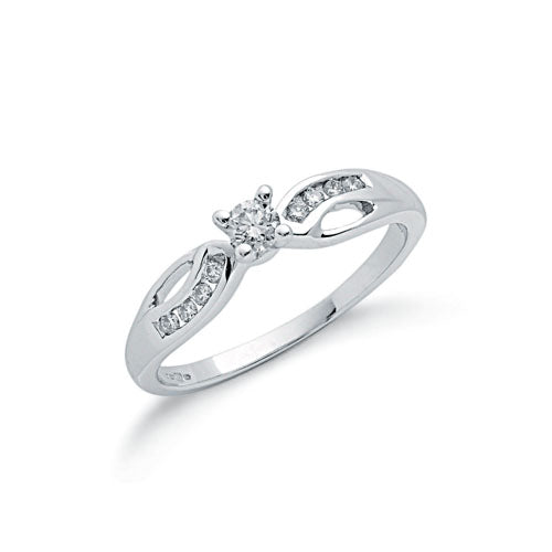 9ct White Gold 0.26ct Diamond Ring TGC-DR0488