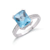 9ct White Gold Diamond & Blue Topaz Ring TGC-DR0501