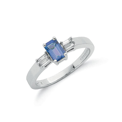 9ct White Gold Baguette Diamond & Tanzanite Ring TGC-DR0537