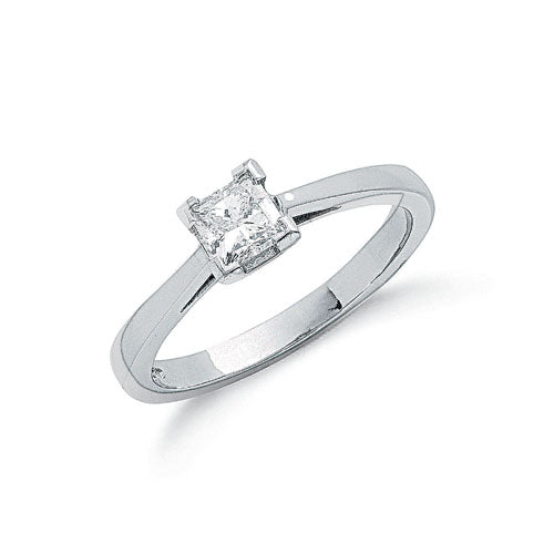 Platinum 0.50ct G/H-Si Princess Cut Diamond Engagement Ring TGC-DR0543