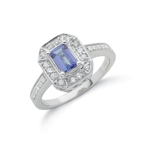 18ct White Gold Diamond & Tanzanite Ring TGC-DR0555