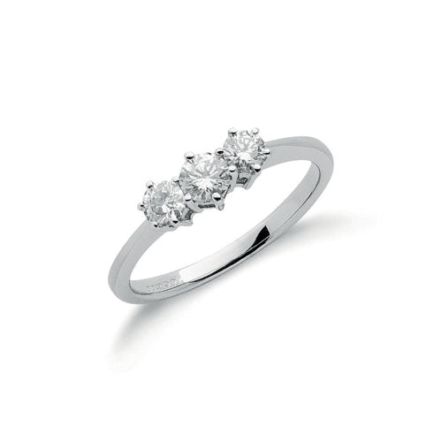 18ct White Gold 0.50ct Diamond Trilogy Ring TGC-DR0581