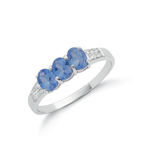 9ct White Gold Diamond & Tanzanite Ring TGC-DR0603