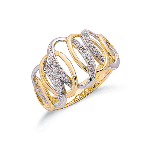 9ct Two Colour Gold 0.09ctw Diamond Ring TGC-DR0628