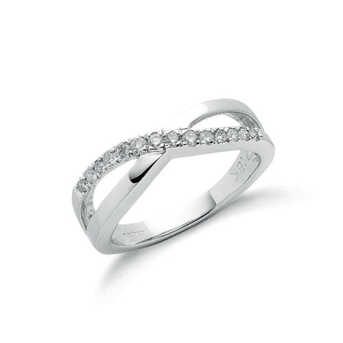 18ct White Gold 0.25ct Crossover Diamond Ring TGC-DR0651