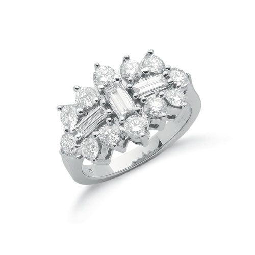 18ct White Gold D.2.00ctw Diamond Boat/Cluster Ring TGC-DR0671