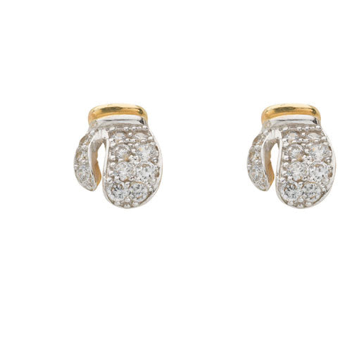 Yellow Gold Cz Boxing Gloves Stud Earrings  TGC-ER1203