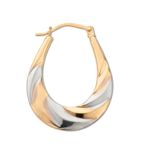 Yellow & White Gold Oval Hoop Earrings TGC-ER1233