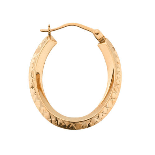 Yellow Gold D/C Oval Hoop Earrings TGC-ER1235