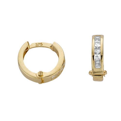 Yellow Gold Princess Cut Cz Hoop Earrings TGC-ER1261