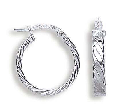 White Gold Fancy Twisted Hoop Earrings TGC-ER1267